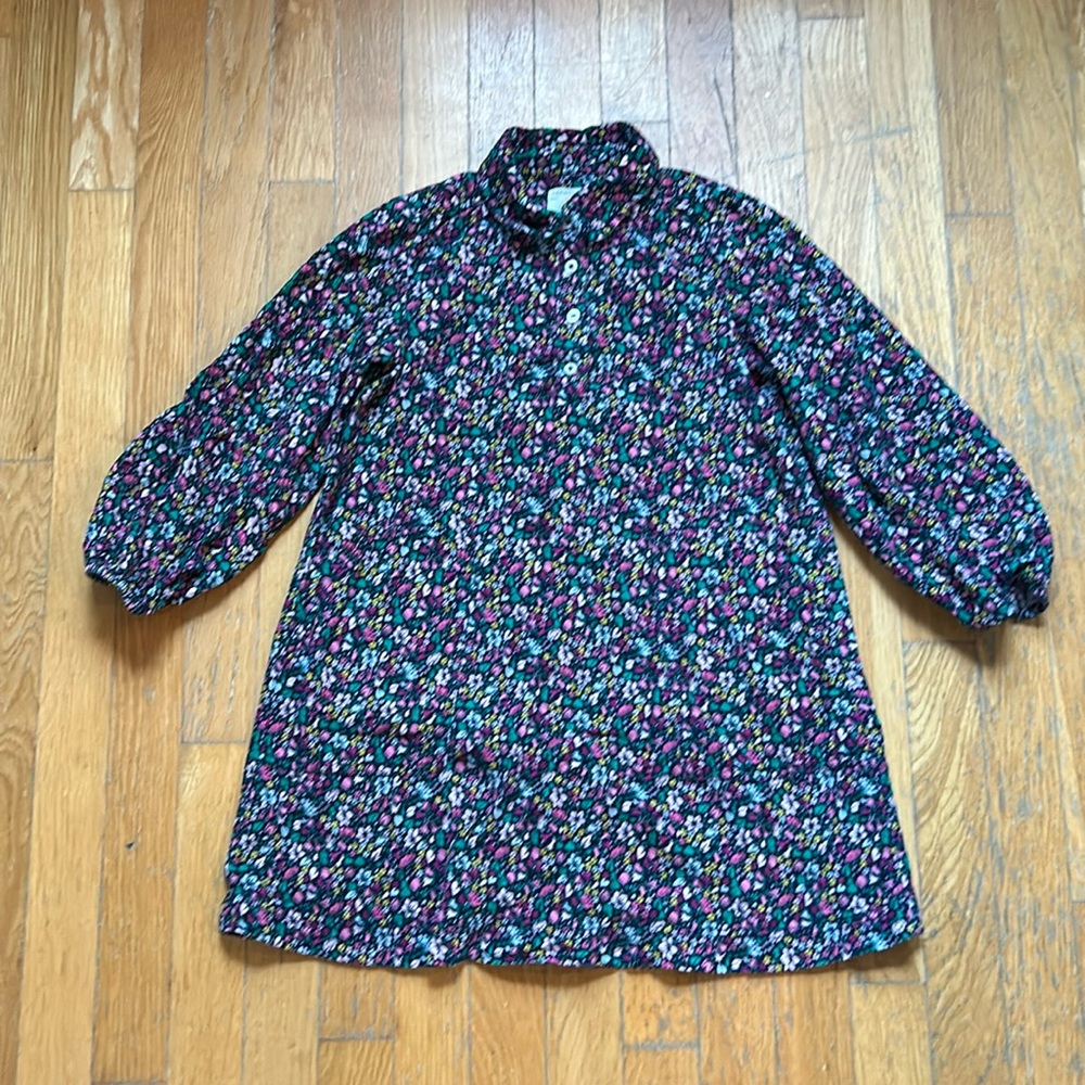 Floral Corduroy Puff Sleeve Dress